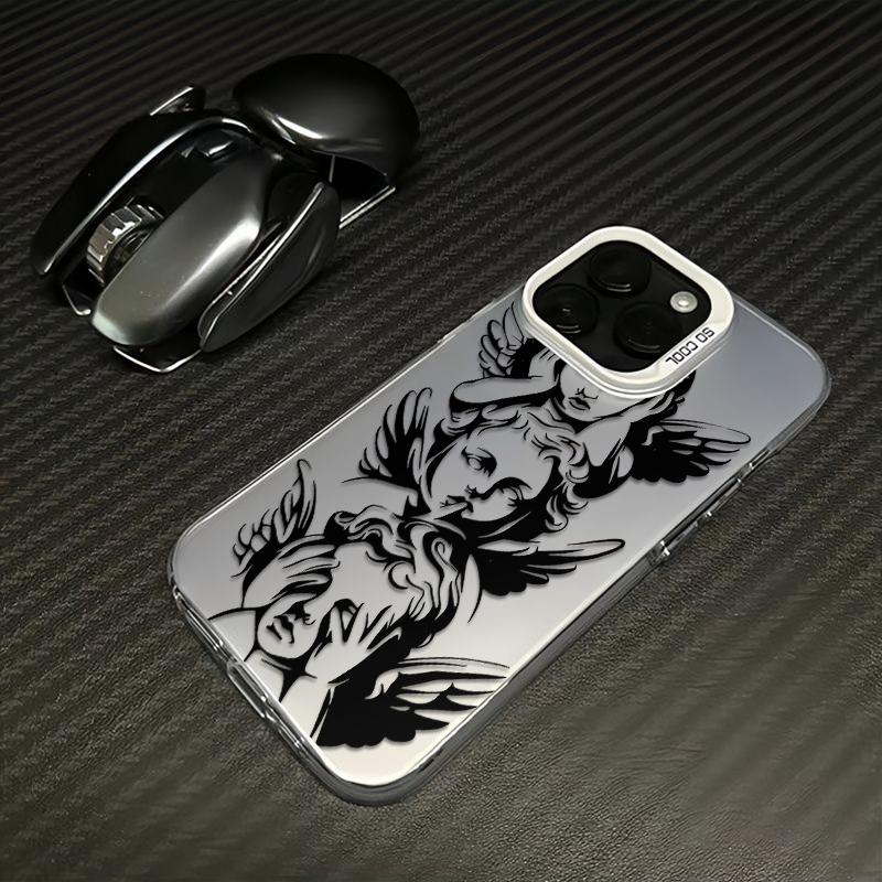 Unique Three Wise Angels Patterns Phone Case Featuring The Iconic See No Evil Hear No Evil Speak No Evil Angel Motif Merging Classic Baroque Art With Mysterious Spiritual Vibe For iPhone 17.16.15.14.13.12.11.X.XS.XSMAX.XR.8.7