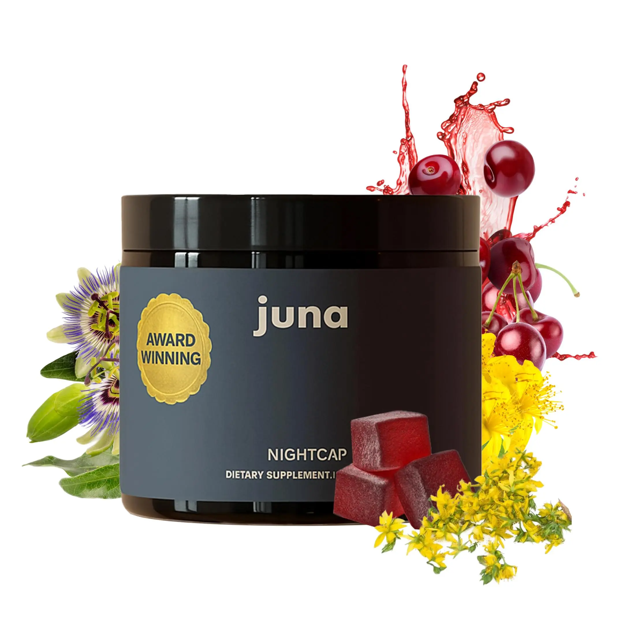 Juna Nightcap Sleep Gummies - Natural Sugar-Free Sleep Aid Dietary Supplement with Tart Cherry, GABA, Magnesium, Chamomile, Passionflower, Low-Dose Melatonin, Award-Winning, Non-Habit-Forming