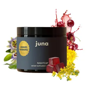 Juna Nightcap Sleep Gummies - Natural Sleep Aid, Sugar-Free, Formulated with Tart Cherry, GABA, Magnesium, Chamomile & Passionflower, Low-dose Melatonin, Award Winning, 0g Sugar, Non-habit forming Dietary Supplement