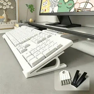 3-Piece Keyboard Accessories Set, 2 Keyboard Stands + 1 Cleaning Brush, Ergonomic Raised Stand, Non-Slip, Office & Gaming Use