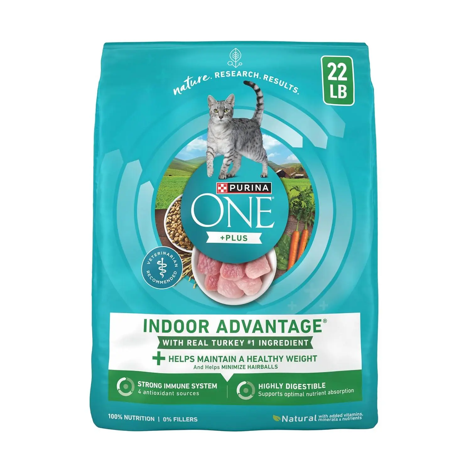 Purina ONE Natural Low Fat, Indoor Dry Weight Control High Protein Cat Food Plus Indoor Advantage With Real Salmon - 7 lb. Bag
