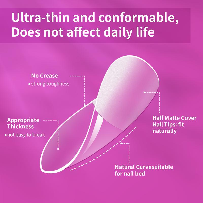 JODSONE 240pcs Gel Nail Tips kit with UV Lamp Top Coat &Nail Glue Gel,7 Sizes Full Cover Pre-file Thicker Strength Acrylic Nail Tips for Easy Wearing, Stiletto Square Short almond Long almond Nail Tips for Women DIY Art Salonen DIY Nail Tool at home