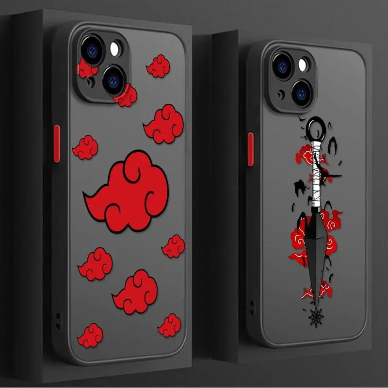 Akatsuki Naruto Sturdy Polycarbonate-TPU Cellphone Case - Shockproof, Sweatresistant Protection Cover with Accessories for iPhone 11,12,13 Pro,14 Pro Max,15,16,16 Plus,17 (Button Protection Included)