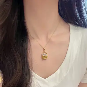 LisiZen 2026 New Arrival Hot Selling Small Flower Basket Necklace - Stylish Light Luxury Micro-Inlaid Shining Zircon Collar Chain DZXL3658