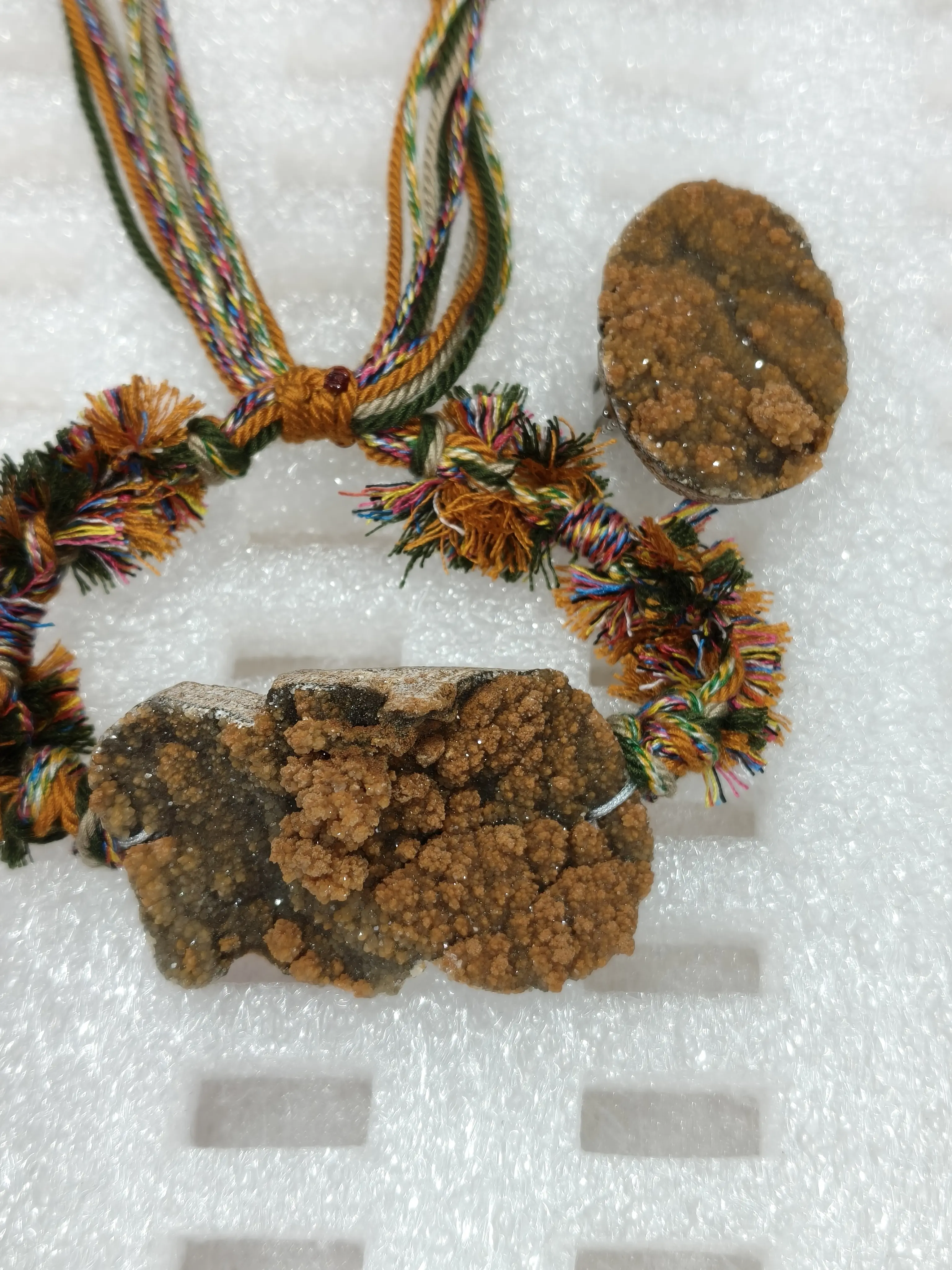 Lisa(18145)gc.Ring and bracelet set with natural crystal mine marker raw stone.