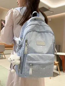 2026 New Star Print Cute Fashion Korean Multi-Layer Backpack, Large Capacity Student Bag with Pockets, Casual Nylon Backpack for All Seasons