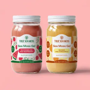 True Sea Moss Gel 2-Jar Bundle: Mango-Pineapple & Watermelon-Raspberry – Rich in Essential Minerals & Vitamins – supports overall vitality