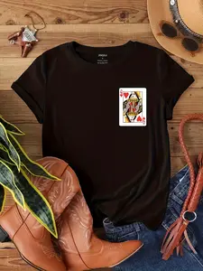 Women'S Queen of Hearts Graphic T-Shirt, Short Sle