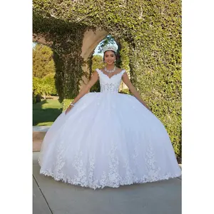 Vizcaya by Morilee V-Neck Lace Quince Dress 89432