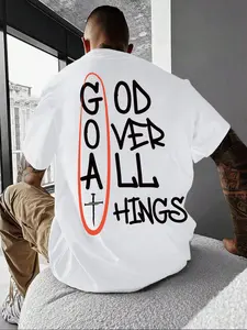 Men's Letter Print Round Neck Tee, Loose Street Fashion Short Sleeve T-shirt for Daily Wear, Casual Comfy Top for All Seasons