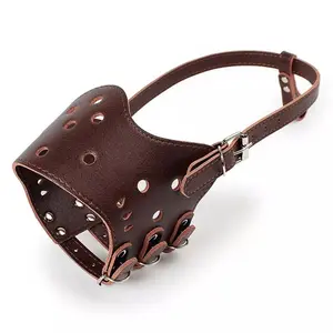 Soft Leather Muzzle for Dogs Anti-Biting Secure Adjustable and Breathable Muzzle