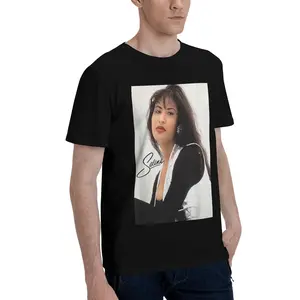 Men's Retro Selena Quintanilla Loves Music Retro 80s/70s Cotton T-Shirt - Classic Crew Neck, Short Sleeve, Fun Print Design, Black Casual Summer T-Shirt Menswear Top Soft Tshirt