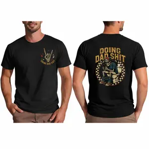 Doing Dad Shit Skeleton On The Toilet With Rock Hand Sign Vintage Graphic T-Shirt