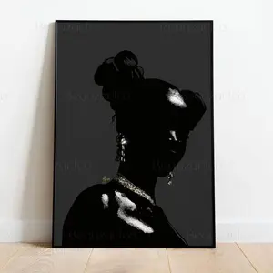 Black Girl Wall Art, Dark Art Poster Unframed,  Fashion Wall Art, House Decor, Home Decor, Room Decor, Abstract Printable Black Art