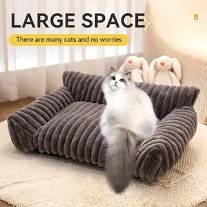 Cute Cat Couch, Fluffy Sofa Bed for Cats and Small Dogs, Premium Faux Rabbit Fur Cats beds for Indoor Cat, Ultra-Soft Supportive Pet Couch Furniture
