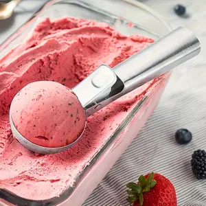 1 piece, ice cream scoop, melon seed scoop, stainless steel baking scoop, dig-out ice cream scoop with trigger, modern dough scoop, reusable melon seed scoop, suitable for restaurants, weddings, parties, home kitchen gadgets, dorm essentials