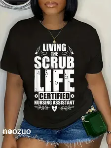 100% Cotton CNA Life CNA Nurses Living The Scrubs Life CNA Nurses T-Shirt