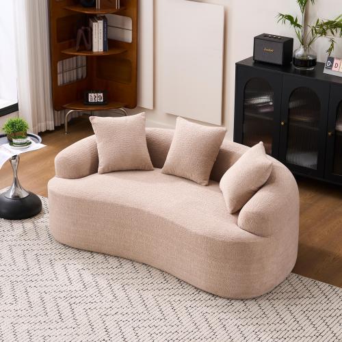 Bellemave LY-025S Curved Loveseat  Full Compression Sponge Sofa, 30D Chenille No-Assembly Compact Sofa for Small Spaces & Apartments, 65"L, 300 lbs, 3 Pillows