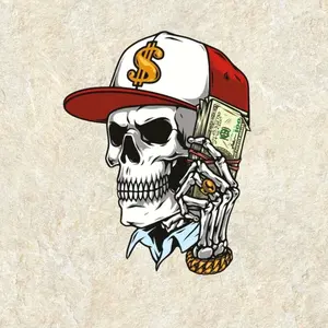 Iconic Skull Money Sticker, Laptop Water Bottle Decal Sticker