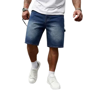Men's Baggy Denim Shorts Elastic Waist Washed Casual Jorts Summer Streetwear Jean Shorts