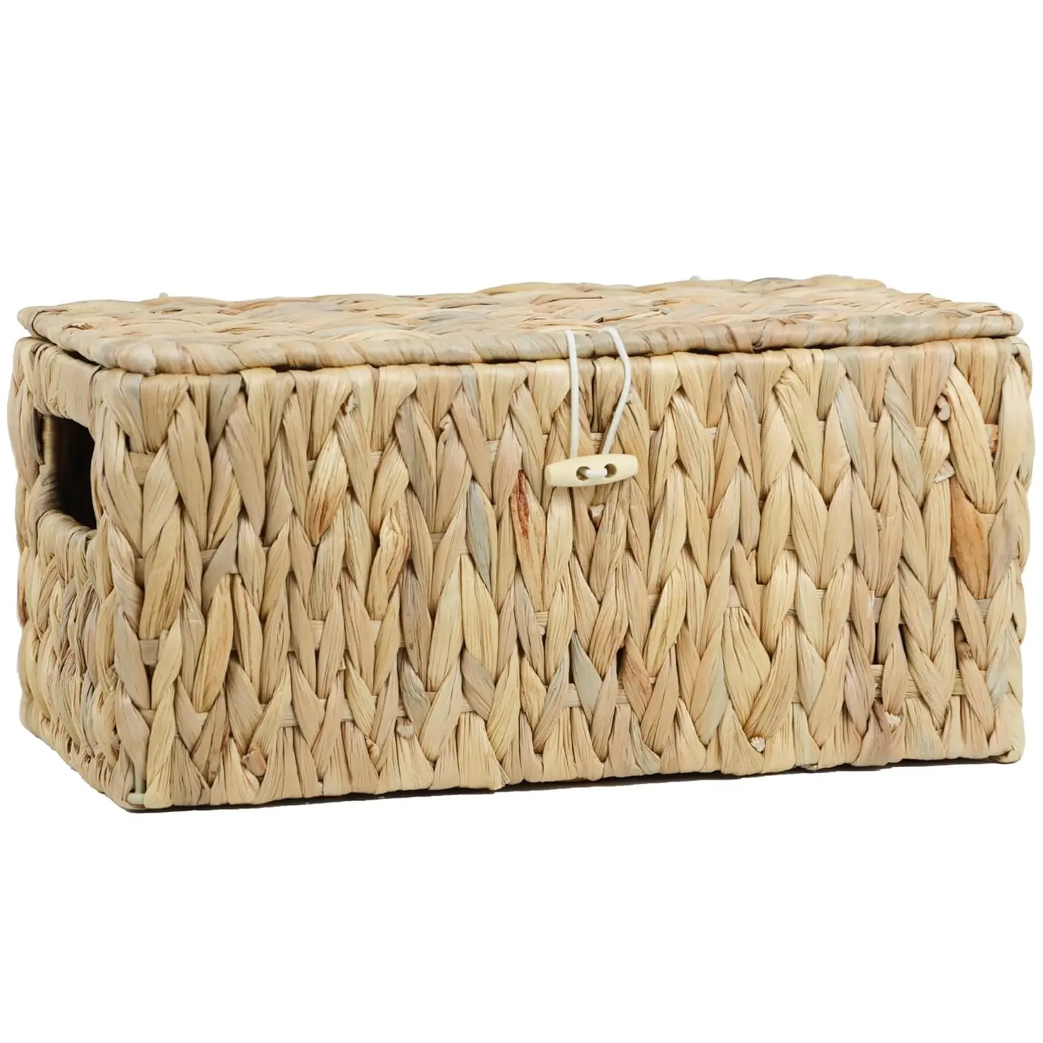 Water Hyacinth Baskets for Organizing, Rectangular Wicker Basket with Lid, Storage Baskets Bins with Built-in Handles