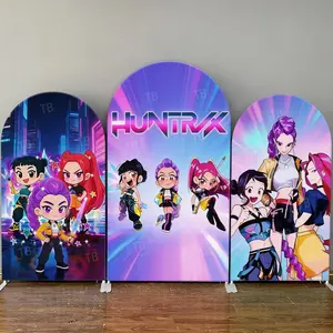 15-day 2D Flat Delivery Demon Girl Squad Arch Backdrop Cover for Birthday Party Decor