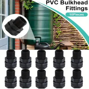 10Pcs Bulkhead Fitting Connector-Quick Release,Straight Shape,Universal Thread Standard (GHT & NPT),Plastic,for Garden Hose,3/4" Male to 1/2" Female,Black,Ideal for Rain Barrels,Aquariums, Bathtubs,Swimming Pools,Taps