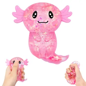 Axolotl Squishy Stress Relief Toy Glitter Fidget Toys Cute Malt Sugar Axolotl Toy Fidget Toys Adults Fidget Toy for Kids Youth Adult, Party Favors Anxiety Relief Squishy Toys(Pink)