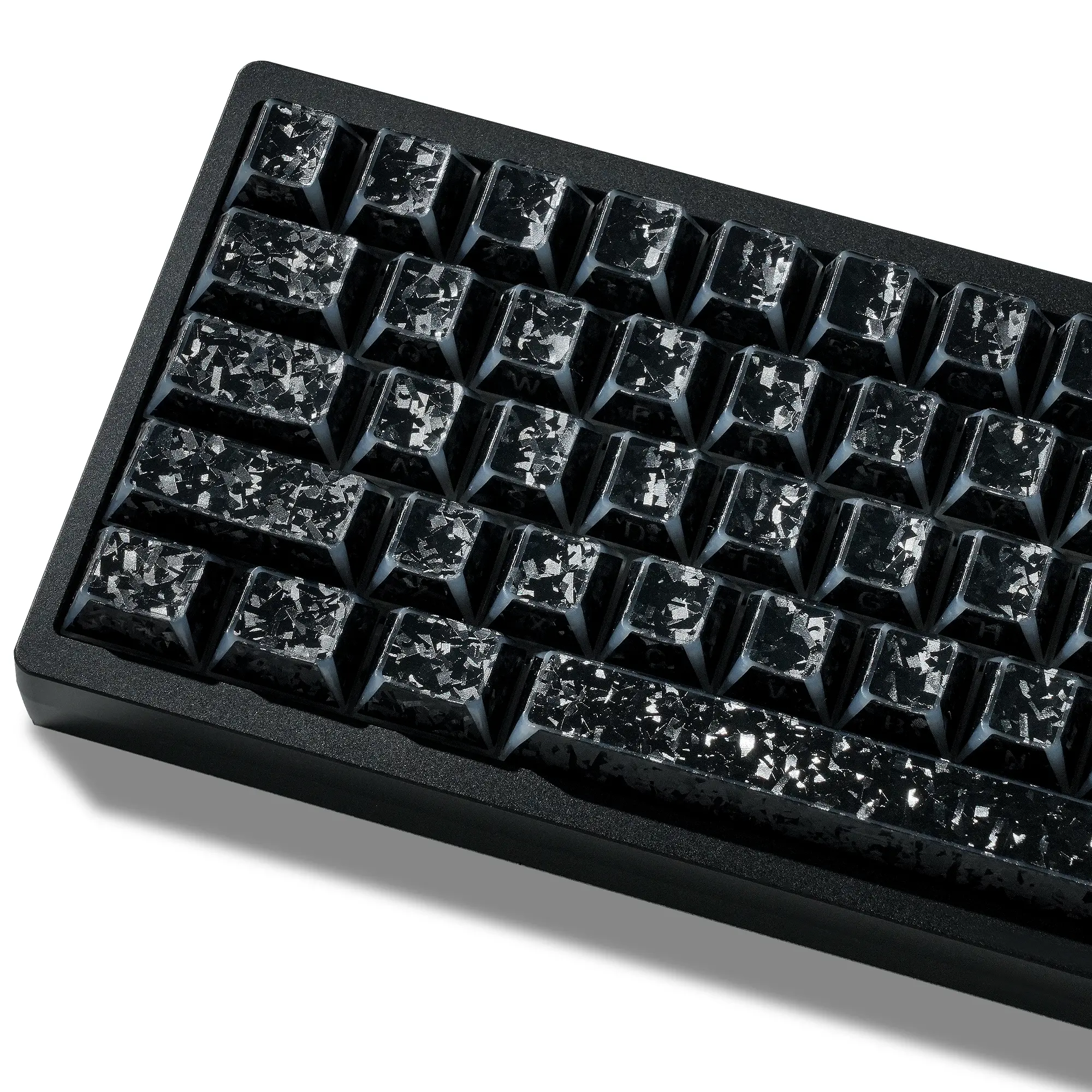 Womier Double Shot PBT Custom Keycaps, Forged Carbon Pattern Shine-Through Black, 136 Multi-Size Mechanical Keys for 61/64/68/84/87/100/104/108 Keyboards, Custom Layout for Gamers