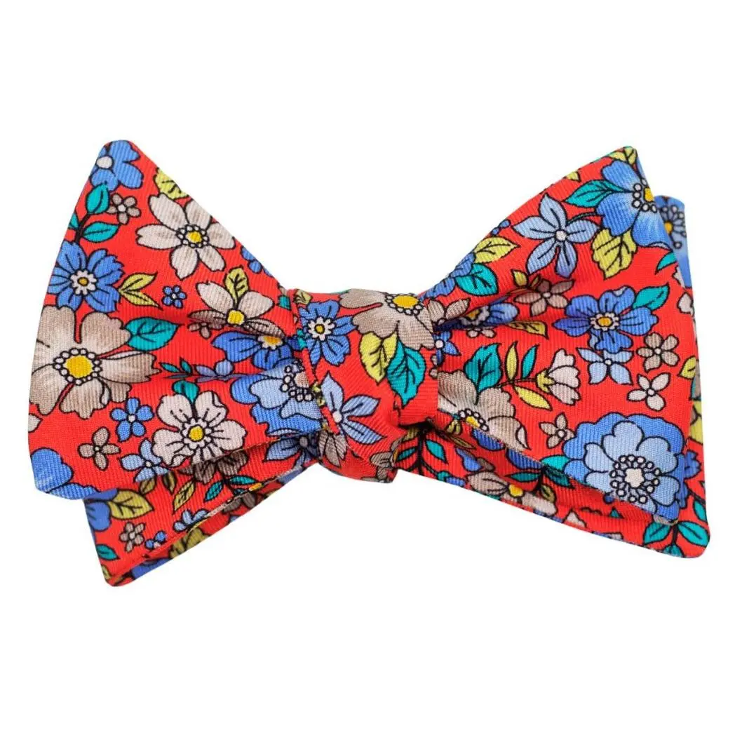 Garden Party Floral Bow Tie - Red