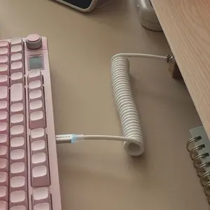 MAMBASNAKE C01 Ultra RGB Coiled Keyboard Cable, Pro Custom USB-C Aviator Cable for Gaming Keyboards, Stable Dual-sleeved Design, 2m Type-C to USB-A Hyper-speed