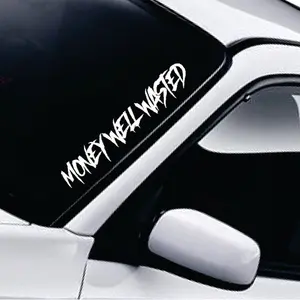 Money Well Wasted v3 Car Decal Truck Bumper Sticker Window Windshield Banner JDM Vinyl