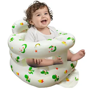 Inflatable Baby Seat  Babies 3-36 Months, Baby Chair with Fence & Built in Air Pump, Blow Up Floor Seat with Back Support, Inflatable Infant Chair Sit Me Up  Home, Travel Green Dinosaur