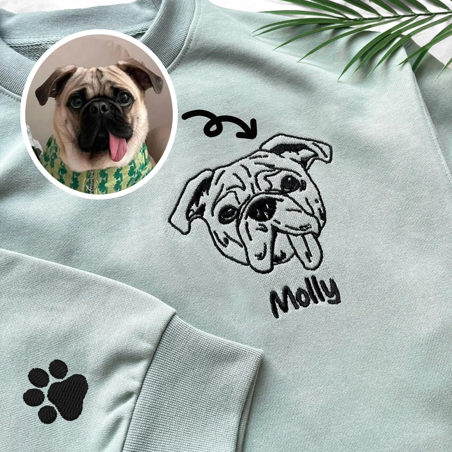 Embroidered Pet Face&Name Sweatshirts,Custom Embroidered Pet Sweatshirts,Custom Dog Sweatshirts,Special Gift for Dog Mom,Dad Dog's Gift 41