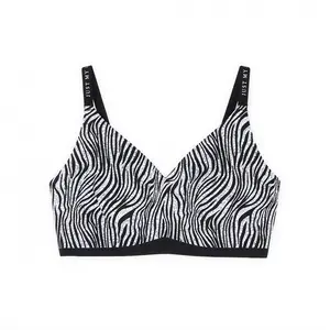 VELIVRA Zebra Print 3D Sphere Cup Bra Breathable Stretch Wireless Push Up with Elastic Support & Ultra Thin Cup Mat for All-Day Comfort