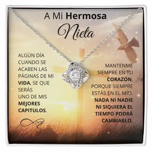 Regalo Para Mi Nieta| a mi hermosa Nieta| Collar nudo de amor| regalo de cumpleanos | Granddaughter Gifts From Grandma and Granddaughter Birthday Message Card Necklace From Grandmother or Grandpa