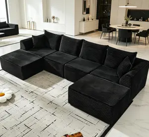 Modular Sectional Couch for Living Room - Deep-Seat Compression Sofa with High-Density Memory Foam, Boneless Upholstered, No Assembly Required
