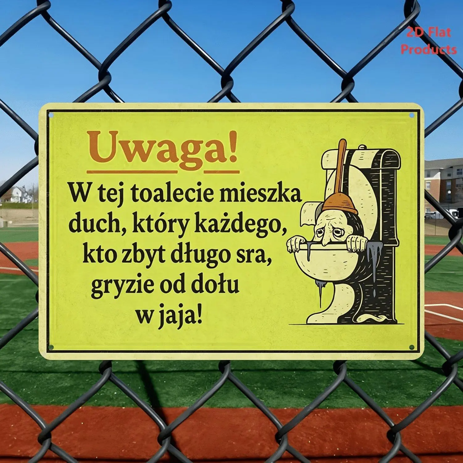1pc Polish Funny Warning Aluminum Tin Sign - Polish Language Bathroom Wall Decor with "UWAGA!" & Toilet Humor - Retro Metal Plaque for Toilet Paper Holder, for Man Cave, Polish Themed Parties, Funny Gift for Polish Speakers