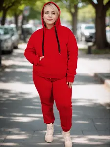 RED MARINE Ladies Plus Size Spring Summer Essential Multi-Color Hoodie Set - Fashionable Trendy Design with Front Pockets Clothing Womenswear