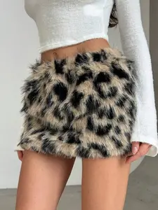 Aloruh Y2K Music Festival Low-Waist Mini Fluffy Skirt For Women