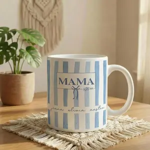 Custom Kids Names Mama Mug, Mothers Day Gift, Stripe Coffee Cup, Personalized Present for Mom, New Mom Gift, First Time Moms, Custom Gifts