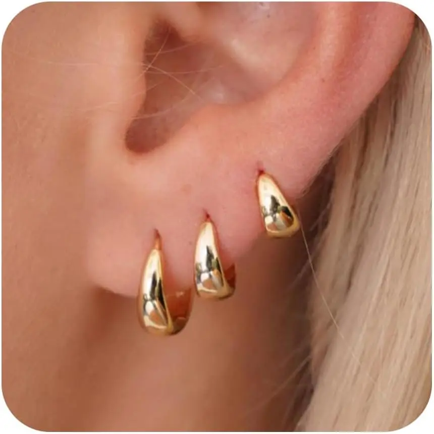 Gold-chunky hoops 6 8 10