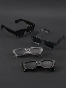 Men's Classic Rectangle Sunglasses, 4 Pairs, Ideal for Driving, Camping, Fishing, Stylish and Functional Eyewear