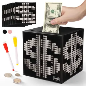Piggy Bank for Adults, Unbreakable Metal Cash Box with Money Target, 10k Savings Challenge Box, 4.72inch Money Saving Box 10000 with Counter for Savings Goal $3000 $5000, Kakeibo Money Box