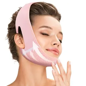 Reusable V Line Lifting Mask with Chin Strap for Sleeping,Face Lift Prevent Sagging, Jaw Exerciser,light pink,M