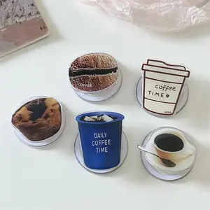 Korean Cute Coffee For Magsafe Magnetic Phone Griptok Grip Tok Stand For iPhone 15 Foldable Wireless Charging Case Holder Ring