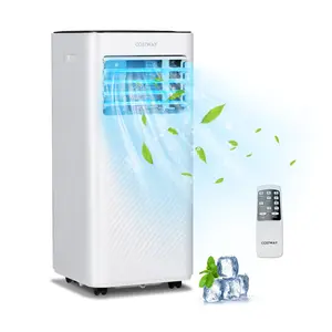 COSTWAY Portable Air Conditioner, 10000 BTU AC Unit with Cool, Fan, Dehumidifier & Sleep Mode for Rooms up to 350 Sq.Ft, with 24H Timer, Child Lock, Remote Control & Window Kit (White)