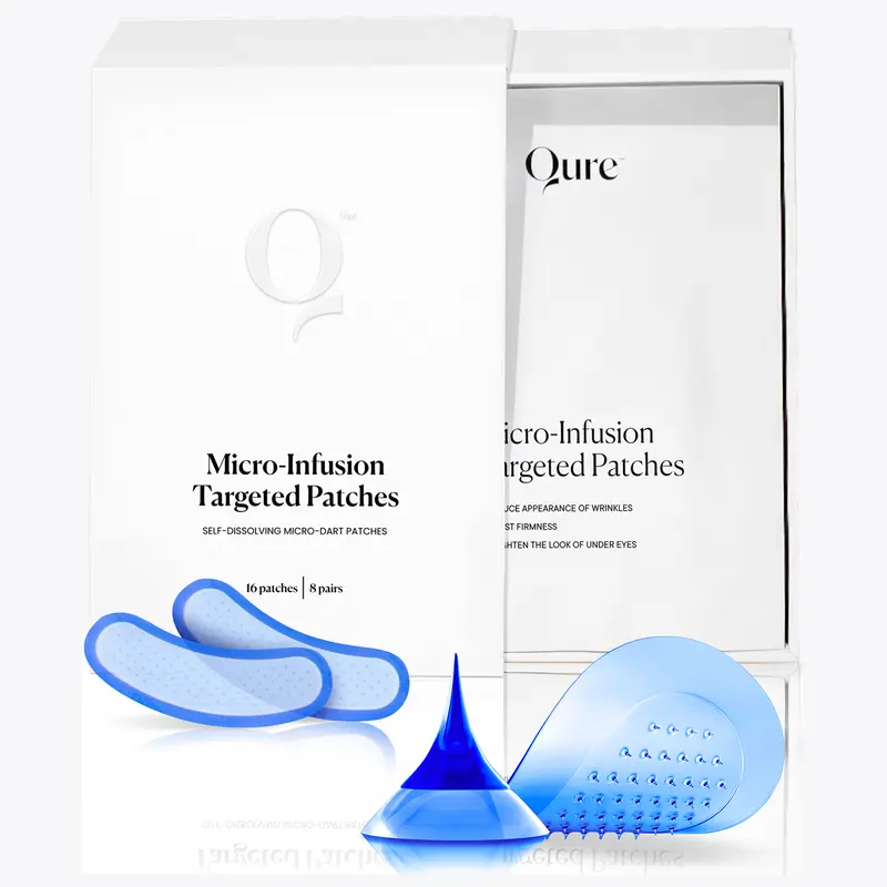 Qure Micro-Infusion Anti Wrinkle Patches for Smile Line, Frown lines, Under Eye Bags, Puffiness, Crow's Feet - Retinol, Niacinamide, Caffeine, Peptides - Dissolvable for Overnight Use - 8 Pairs 0