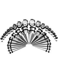 36pcs Ear Gauges Stretching Kit, Ear Expander Set, Stainless Steel Tapers Plugs, Eyebrow Piercings, Body Piercing for Women & Men, Casual Plain Design