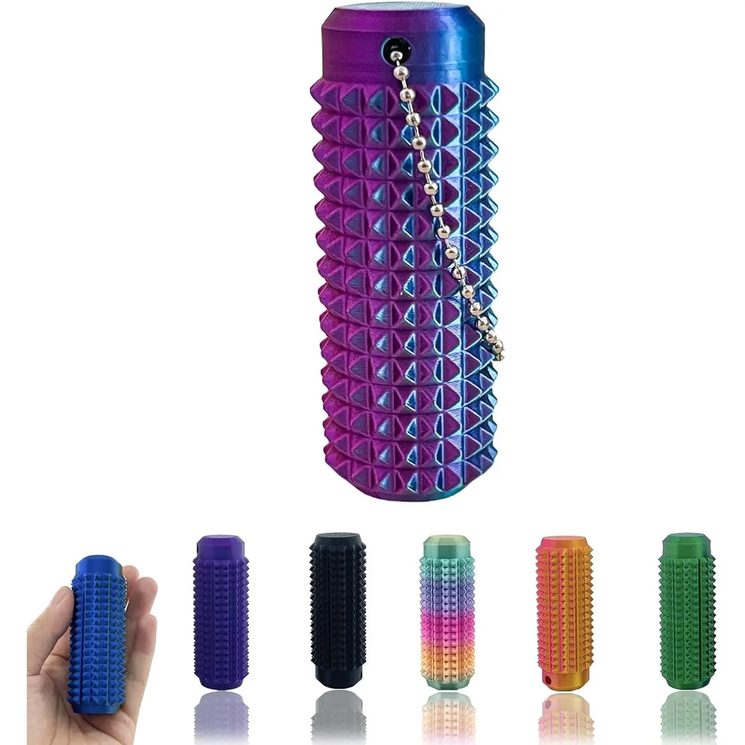 Handheld Little Ouchies Portable Plastic 3D-Printed Spiky Grippie Stim Fidget Toy - Pocket Mini Pain Stim Key Pendant Keychain, 1pc Novelty Gift for Adults